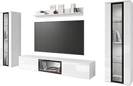 Wohnwand Caro Weiß/Hochglanz