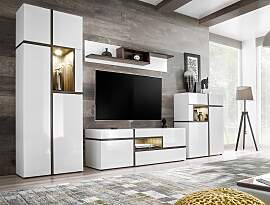 Wohnwand Cross Weiß/Ulmefarben