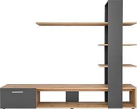 Wohnwand Eco Schwarz/Eiche Wotan