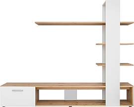 Wohnwand Eco Weiß/Eiche Wotan