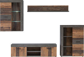 Wohnwand FORTE, grau (dunkelgrau, vintage),