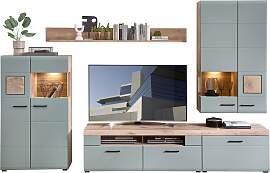 Wohnwand Fun Plus II Grün/Eichefarben