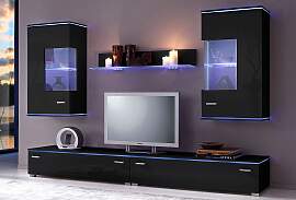 Wohnwand HÖLTKEMEYER "Happy", schwarz,