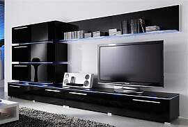 Wohnwand HÖLTKEMEYER "Line", schwarz,