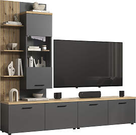 Wohnwand HOME AFFAIRE "Bajo", anthrazit, 