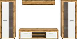 Wohnwand Jam Eiche Wotan Weiß Melamin