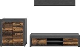 Wohnwand jam Grau/Naturfarben