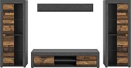 Wohnwand Jam Grau/Naturfarben