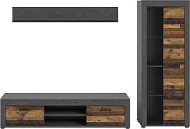 Wohnwand Jam Grau/Naturfarben