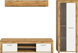 Wohnwand Jam Weiß/Eiche Wotan