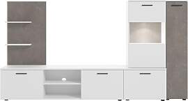 Wohnwand Malente Weiß/Dunkelgrau