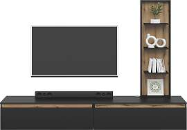 Wohnwand Pascal Schwarz/Eichefarben