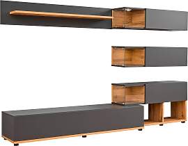 Wohnwand Silk Anthrazit/Eiche Wotan