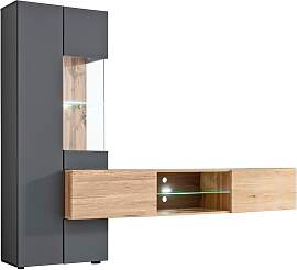 Wohnwand Try Anthrazit/Eiche Wotan