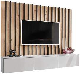 Wohnwand Verti II Hellgrau/Eiche Artisan