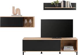 Wohnwand Vida Schwarz/Eiche Artisan