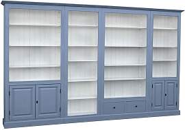 Wohnzimmer Bücherwand Landhaus - weiß blau