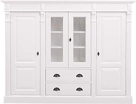 Wohnzimmer Hochschrank Landhausstil mit Vitrine