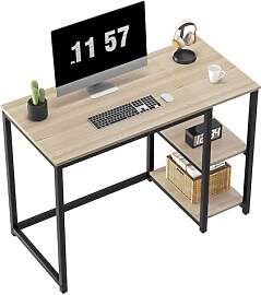 WOHOMO 100cm Schreibtisch mit Stauraum, Holz