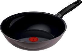 Wok TEFAL "Ceramic Control Grey", grau,