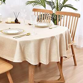 Wolkemer Ovale Tischdecke aus Leinenimitat,