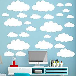Wolken Wandaufkleber, weiße Wolken, gemischte