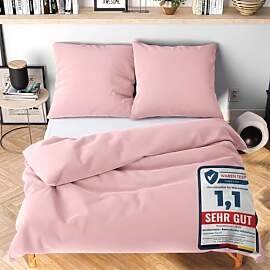 Wolkenfeld Bettwäsche 155x220 cm – Rosa -