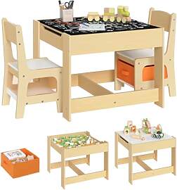 WOLTU 3tlg. Kindersitzgruppe Kindertisch mit 2