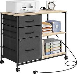 WOLTU Aktenschrank mit Ladestation, Rollcontainer