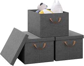 WOLTU Aufbewahrungsbox mit Deckel 3 Stück, aus