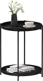 WOLTU Beistelltisch rund, Couchtisch mit Stauraum, 