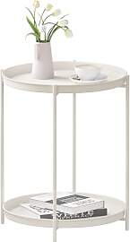 WOLTU Beistelltisch rund, Couchtisch mit Stauraum, 
