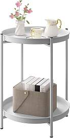 WOLTU Beistelltisch rund, Couchtisch mit Stauraum, 