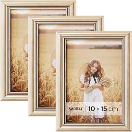 WOLTU Bilderrahmen 10x15 cm Gold, 3er Set
