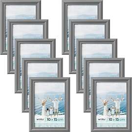 WOLTU Bilderrahmen 10x15 cm Grau, 10er Set