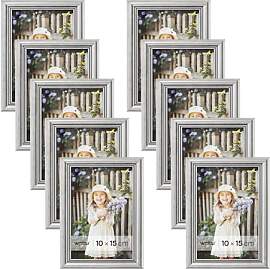 WOLTU Bilderrahmen 10x15 cm Silber, 10er Set