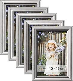 WOLTU Bilderrahmen 10x15 cm Silber, 3er Set