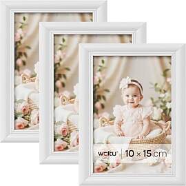 WOLTU Bilderrahmen 10x15 cm Weiß, 3er Set