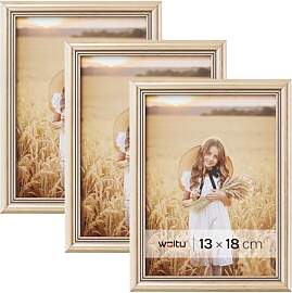 WOLTU Bilderrahmen 13x18 cm Gold, 3er Set