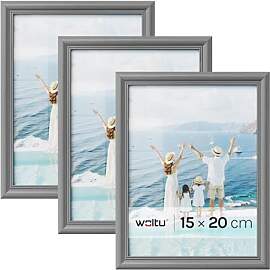 WOLTU Bilderrahmen 15x20 cm Grau, 3er Set