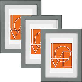 WOLTU Bilderrahmen 15x20 cm Grau, 3er Set MDF-Holz 