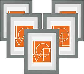 WOLTU Bilderrahmen 15x20 cm Grau, 5er Set MDF-Holz 