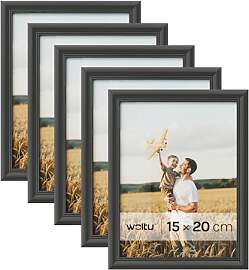 WOLTU Bilderrahmen 15x20 cm Schwarz, 5er Set