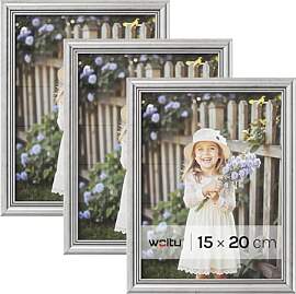 WOLTU Bilderrahmen 15x20 cm Silber, 3er Set