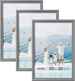 WOLTU Bilderrahmen 20x30 cm Grau, 3er Set