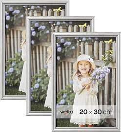 WOLTU Bilderrahmen 20x30 cm Silber, 3er Set