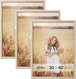 WOLTU Bilderrahmen 30x40 cm Gold, 3er Set