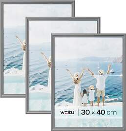 WOLTU Bilderrahmen 30x40 cm Grau, 3er Set
