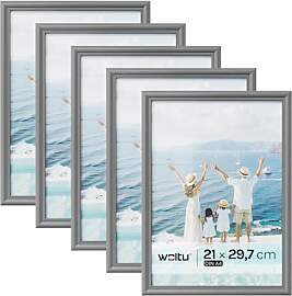 WOLTU Bilderrahmen A4 (21x29,7 cm) Grau, 3er Set