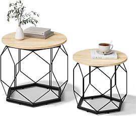WOLTU Couchtisch 2er Set, Beistelltisch mit runder 